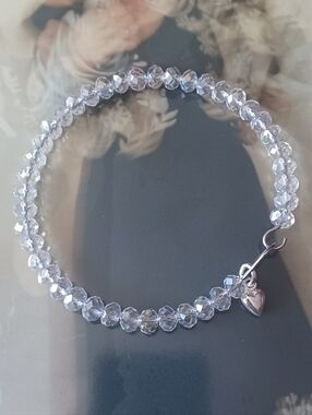 Faceted Crystal Strand Bracelet With Heart Charm 🤍💫